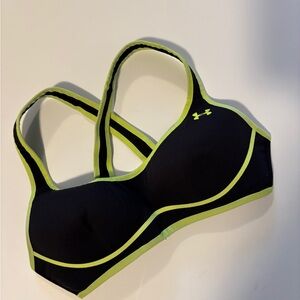Under Armour Black and Neon Green Sports Bra